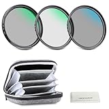 NEEWER 67mm UV/CPL/ND Objektivfilter Kit mit Hartschalenkoffer, mehrfach vergütetes optisches Glas & Aluminiumrahmen,UV + Zirkularpolarisator (CPL) + Neutraldichte (ND4) Filter für 67mm Kameraobjektiv