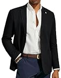 PJ PAUL JONES Herren Sakko Sportlich Regular Fit Freizeit Leinen Blazer 2 Knopf Business Anzugjacke (Schwarz, M)