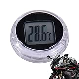 Motorrad Uhr, IP64 Wasserdichte Motorrad Uhr, 28mm Auto Thermometer, Hochwasserdichtes Temperaturmessgerät Zum Aufkleben, Aufklebbare Taschenthermometer Mit Digitalanzeige