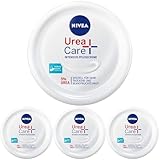 NIVEA Urea + Care Intensive Pflegecreme (300 ml), Feuchtigkeitscreme pflegt und beruhigt trockene & beanspruchte Haut, Urea Creme spendet wertvolle Feuchtigkeit (Packung mit 4)