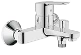 GROHE BauEdge, Badewannenarmatur (Duscharmatur für die Badewanne, Mischbatterie mit automatischer Umstellung Wanne/Brause, mit integriertem Rücklaufventil, S-Anschlüsse), chrom, 23334000
