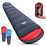 MOUNTREX Schlafsack 10°C / 20°C - Kleines Packmaß & Ultraleicht (760g) - Outdoor Sommerschlafsack, Mumienschlafsack (205x80cm) - Kompakt, Warm Leicht - Camping Reise Festival - Koppelbar