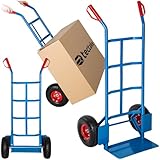 tectake® Sackkarre mit Ladeschaufel, Sackrodel mit Stahlrahmen, Räder Gummi-Luftbereifung, belastbar bis 200 kg, Transporter für Getränkekisten, für Umzug, Waschmaschine - blau