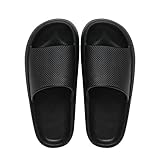 Badeschuhe Strand Outdoor Pantoletten Slippers Outdoor Super Soft Non Home Hausschuhe Paare Hausschuhe Slip Dicke Badesohlen Herrenhausschuh Hausschuhe Pantoffeln Badesandalen (Black, 42-43)