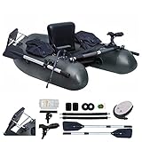 Professional Schlauchboot mit 158KG Tragfähigkeit,Bellyboat, Angelboot mit Verstellbaren Rucksackgurten, Stautaschen, Fischlineal, Pumpe,Ruder, Rutenhalterung, Fischfinderhalterung, Motorhalterung