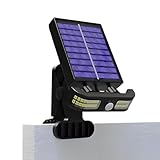 Rukjmqi Solar Gartenbeleuchtung | Wasserdichte Klemm Solar Außenleuchte Mit Bewegungsmelder | Gartenbeleuchtung Flutlicht Zaunlaterne Für Pool Camping Rasen Hof Terrasse Wohnung Balkon
