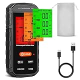 KENMIC EMF Messgerät, 3-in-1 EMF Meter EF/MF/RF Tragbarer Elektromagnetischer Feld Strahlungs Detektor für EF, RF, MF, WiFi Signal, Passend für Zuhause, Büro EMF Inspektionen und Geisterjagd