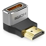 deleyCON HDMI Adapter Kupplung Verbinder 90° Winkel 8K@60Hz / 4K@120Hz UHD 7680x4320 Aluminium HDMI 2.1 ARC HDR10+ Dolby Vision VRR ALLM 48Gbps 90° Gewinkelt Grau Schwarz