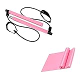 Oikabio Pilates Bar Kit mit Widerstandsbändern, Fußschlaufe, Yoga, Pilates, Übungsstab für Zuhause, Fitnessstudio, Workout, Pilates, Rosa