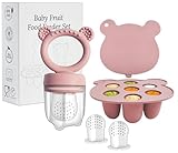 Fruchtsauger Baby ab 6 Monate, BPA frei Silikone Babynahrung Aufbewahrung Beißring Baby kühlend Zahnungshilfe Silicone Feeder for Safe Infant Self Feeding, 4 Month+