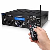 Pyle HiFi Verstärker, 200W Bluetooth Stereo Receiver mit HDMI, USB, UKW, AUX & Mic- Eingang, Mehrkanal mit Fernbedienung, Heim Audiosystem für Wohnzimmer, Partyräume, Musikstreaming