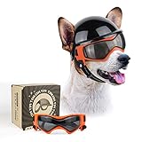 NAMSAN Anti-UV Hundebrille mit Haustierhelm, Winddicht Augenschutz Hunde Sonnenbrille, Cooler Motorrad-Haustierhelm für Kleine/Mittlere Hunde