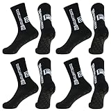 EVEJEG Fussball stutzen, Fußballsocken，4 Paar Anti-Rutsch Fußballsocken ，grip socken fussball Unisex Socken Kinder Fußballsocken für Fußball Sport und Training (39-46, Schwarz)