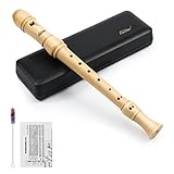 Eastar Sopran-Blockflöte im deutschen Stil für Anfänger, Kind, C-Taste, Ahornholz, 3-teilig, mit Hartschalenkoffer, Grifftabelle, ERS-31GM