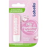 NIVEA Labello Pearly Shine Lippenbalsam angereichert mit natürlichen Ölen und Seidenperlen, Lippenpflege, langanhaltende 24-Stunden-Feuchtigkeit, Avocado, Rose, 5,5 ml