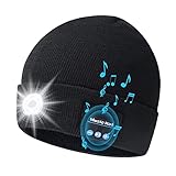 Corghd Beanie Mütze Unisex Beanie Soft Schwarz Strickmütze Wireless Bluetooth Smart Cap Kopfhörer Headset mit LED-Licht