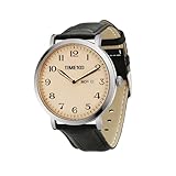 TIME100 Minimalistische Quarzuhr für Herren, echtes Lederarmband, Tag und Datum, Kalender, 30 m wasserdicht, schlankes 8 mm Gehäuse mit Edelstahlverschluss, ideales Uhrengeschenk für Männer, mit