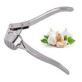 Jsdoin Knoblauchpresse, Knoblauchschneider Garlic Press, Knoblauch Crusher Praktischer Küchenhelfer Spülmaschinenfest Robust, Zink, Silber