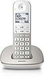Philips XL4901S/38 schnurloses Telefon (leicht bedienbar, große Tasten, hörgerätekompatibel) silber