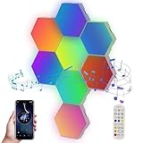 Jinlaili 8 Stück LED Sechseck Gaming Wandleuchte, Hexagon RGB Panel, RGB Smart LED Panel Lights Sechseck Wandleuchten Gaming Wand Licht Musik Sync, Smart Sechseckige Gamer Room Deko Modular Lampe