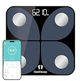 Körperfettwaage, Personenwaage Digital Testsieger mit App Smart Waage, Bluetooth Körperanalysewaage mit für Körperfett, BMI, Muskelmasse, Protein, BMR, 26cm*26cm