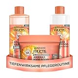 Garnier Fructis Glanzverleihendes Haarpflege-Set für langes und glanzloses Haar, Mit Vitamin- und Lipidkomplex, Ananas Hair Food Shampoo (400 ml), Spülung (400 ml), 3in1 Maske (400 ml), 3-teilig