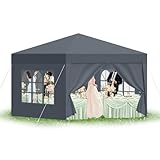 arvioo Pavillon 3x3 m mit 4 Seitenwände Wasserdicht Stabil Winterfest UV-Schutz Partyzelt mit PE-Dach und Stahlrahmen für Outdoor-Events, Märkte & Feste (Grau)