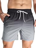 Arcweg Herren Badeshorts mit Ultralight Badehose & Schwimmhose für Männer, Schnelltrocknend & Atmungsaktiv – Perfekt für Pool, Meer, Strandurlaub und Freizeit Schwarz + Grau M(EU)