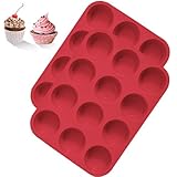 BASVII 2 Stück Muffinform Silikon für 12 Muffins, Muffinblech Muffin Backform für Backen Geeignet, BPA-Freie, Antihaftbeschichtung, Leicht zu Reinigen, Spülmaschinenfest (Rot)