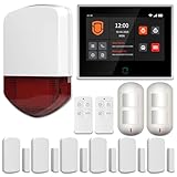 Wolf Guard WT4F-01A 4G + WiFi Alarmanlage Haus 7' Touchscreen, Tuya Smart Komplettsysteme mit APP/SMS/Telefonanruf Alarm, 110dB Außensirene, Bewegungsmelder, Tür/Fenster Sensoren, Fernbedienungen