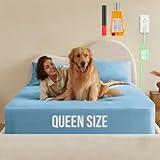 Erdungslaken, tiefe Taschenerdung, mit 90 % Bio-Baumwolle und 10 % Silberfaser, 400 Fäden, erdleitfähige Spannbettlaken mit Erdungstester, Queen-Size-Bett, 152,4 x 203,2 x 38,1 cm, Himmelblau