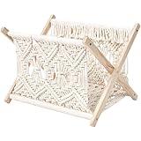 AMOYER Zeitschriftenständer, Aus Baumwollseil Gewebter Zeitschriftenständer, Standkorb, Faltbarer Regal-Organizer Für Zeitungen, Newsletter, Bücher