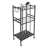 SuhoFutus Gartengaragenwerkzeug-Organizer, mit 3 Ebenen und 4 Universalräder mit Bremsen, stabile Struktur bis 30 kg Tragkraft, platzsparend und mobil, für Garage, Schuppen, Hof und Kellergarage