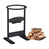 Relaxdays Holzspalter manuell, Gussstahl, HBT: 31,5 x 20,5 x 19 cm, Feuerholz sicher spalten, Brennholzspalter, schwarz