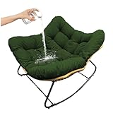 Generisch Schaukelstuhl Schaukelstühle, Schwingsessel Outdoor Mit Gepolstertem Kissen & Metallrahmen, Schaukelsessel Bis 150 Kg Belastbar, Für Garten, Wohnzimmer, Schlafzimmer,Grün