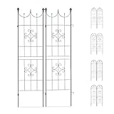 Relaxdays Rankgitter 2er Set, Metall, 180 x 50 cm, Rankhilfe Garten, Vintage, verzierte Spitze, zum Stecken, dunkelgrün