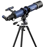 Teleskop mit 90 mm Öffnung, 800 mm Brennweitenrefraktor für Anfänger & Erwachsene, professionelles Astronomie-Teleskop mit 32-240-facher Vergrößerung, 3-facher Barlowlinse & Handy-Adapter