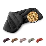 LESCHI XXL Körnerkissen für Mikrowelle 50x20 cm, 100% Bio Baumwolle und Bio Weizen, 8 Kammer Wärmekissen, Schwarz, anschmiegsames Getreidekissen ideal als Wärmespender für Bauch Rücken Nacken Schulter