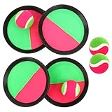 RISVOWO Klebetuch Strandspiele Klebeball Strandspielzeug Wurfspiel mit 4 Schläger und 4 Bälle, Strandspielzeug Klebeball Wasserdicht Outdoor Garten Spielzeug draußen Kinder ab 3 4 5 6 7 Jahr