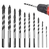 Okeno Select 10 Stück Fliesenbohrer Set, Glasbohrer Set, Professionelles Diamant Bohrer Fliesenschneider für Holz Keramik Glas Beton Kunststoff Porzellan Fliesen Bohrer Sets, 3/4/5/6/6/6/8/8/10/12mm
