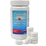 CRISTAL 5 in 1 MultiTabs Chlor 1 kg - 20 g Multifunktionstablette - Langsam löslich Langzeitdesinfektion Algenvernichtung Trübungsentfernung Chlorstabilisierung Härtestabilisator