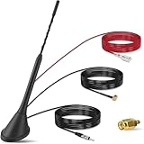 MEESOGA DAB Antenne mit 5m Verlängerungskabel DAB+ Autoantenne mit SMB/SMA Adapter,Universeller Dach-Digitalradioempfänger-Verstärker für FM AM/DAB+ Radio Pioneer, Autoradio-Signalteiler-Verstärker