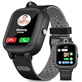 Fitonme 4G Smartwatch Kinder,GPS Tracker Uhr Telefon WLAN, Bluetooth,Echtzeit-Position,Videoanrufnachricht, SOS, Schrittzähler,Geofence,Anti-Lost GPS Kinder Smart Uhr Schwarz