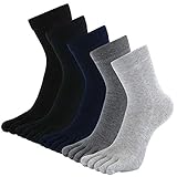 LOFIR Zehensocken Herren 5 Finger Socken aus Baumwolle Sport Schule Laufen Socken Männer Vater Sneaker Socken mit Zehen, Größe 44-47, 5 Paare