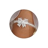 Wendalern Hochzeit Strumpfbänder für Braut Weiß Spitze Bogen Strumpfband Gürtel Perle Schmetterling Spitze Bein Ring Handmade Stretch Toss Strumpfband Party Porm Körper Accessoire für Frauen