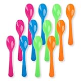 Schramm® Eierlöffel aus Kunststoff 4-farbig sortiert 12 oder 24 Stück wählbar 14 x 2,6 cm BPA-frei wiederverwendbar Joghurtlöffel Babylöffel 12er oder 24er Pack Plastiklöffel, Größe:12 Stück