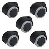 Dörner + Helmer Lenkrollen, 5er-Set, Bürostuhl, 50mm x 54mm, Tragkraft 120kg, 11mm Rückenloch, Kunststoff, Grau/Schwarz