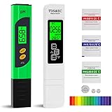 PH Messgerät + TDS Messgerät Set, 4 in 1 Pool thermometer Wasser Tester mit Hintergrundbeleuchtung, ±0,01 pH-Genauigkeit, Digital EC Temperatur Tester für Trinkwasser, Schwimmbad, Aquarium, Labor