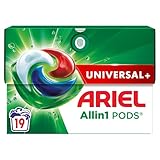 Ariel Waschmittel Pods All-in-1, Flüssigwaschmittel Kapseln 19 Waschladungen, Universal+, Kraftvolle Fleckentfernung ab der 1. Wäsche