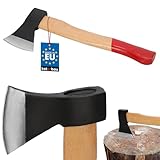 KOTARBAU® Doppelt verkeilte Axt zum Holzhacken 500g aus Stahl mit imprägniertes Holzstiel Handbeil mit Schneidschutz Universalaxt zur Bearbeitung von Holz Spalthammer Survival Hatchet Camping